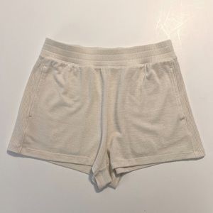 Rag & Bone Stretch Relaxed Knit Shorts Ribbed Side Panel: Cream Ecru Oatmeal S